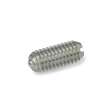 GN 615.8 Stainless Steel Spring Plungers, Ball with Friction Bearing, with Slot Type: KN - Stainless steel, standard spring load