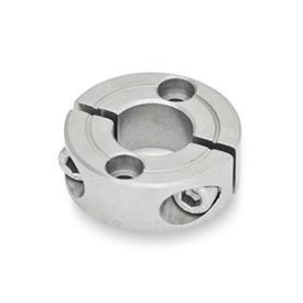 GN 7072.2 Split Shaft Collars, Stainless Steel, with Flange Holes Type: B - With two countersunk holes for socket cap screws