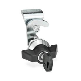 GN 115.8 Hook-Type Latches, with Operating Elements / Operation with Key, Lockable Type: SCK - Operation with wing knob (same lock)<br />Identification no.: 2 - With latch bracket<br />Finish locating ring: CR - Chrome plated