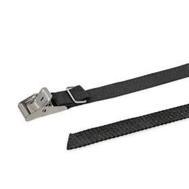 GN 1110 Cinghie di ancoraggio, fibbia acciaio / acciaio INOX, cinturino plastica Materiale: NI - Acciaio INOX