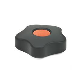 GN 5331 Star Knobs, Low Type, with Colored Cover Caps Type: B - With cover cap<br />Color of the cover cap: DOR - Orange, RAL 2004, matte finish