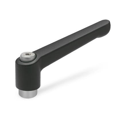 GN 300.1 Adjustable Hand Levers, Zinc Die Casting, Bushing Stainless Steel Color: SW - Black, RAL 9005, textured finish
