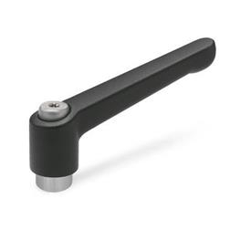GN 300.1 Verstellbare Klemmhebel, Zink-Druckguss, Buchse Edelstahl Farbe: SW - schwarz, RAL 9005, strukturmatt