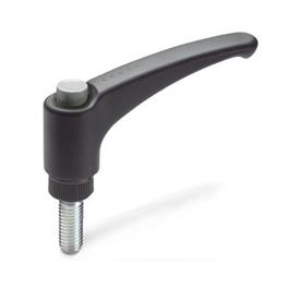 GN 603 Adjustable Hand Levers, Plastic, Threaded Stud Steel Color (Releasing button): DGR - Gray, RAL 7035, shiny