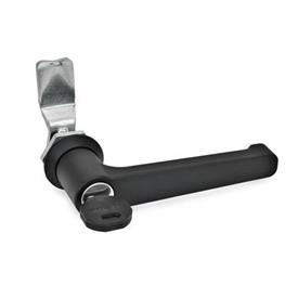GN 115 Latches with Operating Elements, Lockable, Housing Collar Black Powder Coated Type: LUG - Operation with lever handle (different lock)