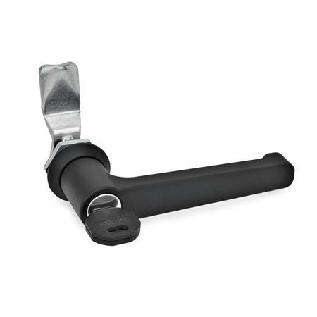 GN 115 Latches with Operating Elements, Lockable, Housing Collar Black Powder Coated Type: LCG - Operation with lever handle (same lock)