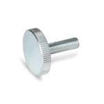 Tornillos moleteados planos, acero, zincado