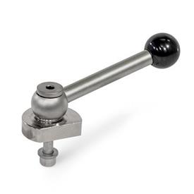 GN 918.5 Eccentric Cams, Stainless Steel, Radial Clamping, Screw from the Back Type: KVB - With ball lever, angular (serration)<br />Clamping direction: L - By anti-clockwise rotation