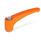 GN 602.1 Verstellbare Klemmhebel, Zink-Druckguss, Einsatz Edelstahl, mit Innengewinde / Passbohrung Farbe: OS - orange, RAL 2004, strukturmatt