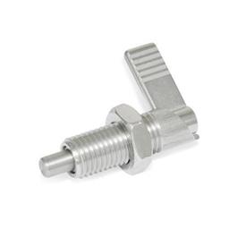 GN 721.5 Stainless Steel Cam Action Indexing Plungers, without Locking Function Type: RAK - Right-hand lock, with lock nut