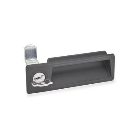 GN 731.2 Latches with Gripping Tray, with Latch Arm Steel, Operation with Socket Key or Key Type: SC - With key (same lock)
Identification no.: 1 - Operation in the illustrated position, at the top left