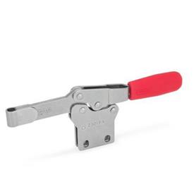 GN 820.1 Edelstahl-Schnellspanner, Spannhebel horizontal, mit senkrechtem Fuß Werkstoff: NI - Edelstahl<br />Form: P - massiver Spannarm mit Halteschelle zum Anschweißen