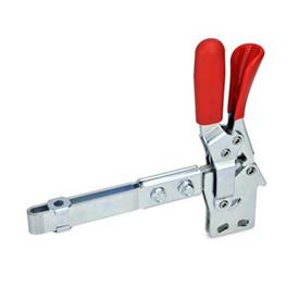 GN 810.4 Toggle Clamps, Operating Lever Vertical, with Lock Mechanism, with Vertical Mounting Base, with Extended Clamping Arm Type: VL - Clamping arm extended, with slotted hole and with two flanged washers