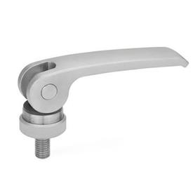GN 927.5 Clamping Levers with Eccentrical Cam with Threaded Stud, Lever Stainless Steel Type: A - Plastic contact plate with setting nut