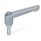 GN 300.2 Maniglie a ripresa, lega di zinco pressofusa, inserto filettato acciaio zincato, con filettatura esterna Colore: SR - argento, RAL 9006, finitura testurizzata
