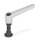 GN 306 Maniglie a ripresa, lega di zinco pressofusa, inserto acciaio, con perni filettati, con puntali speciali Tipo: KD - Estremità sferica con spintore POM
Colore: S - Argento, RAL 9006, finitura testurizzata