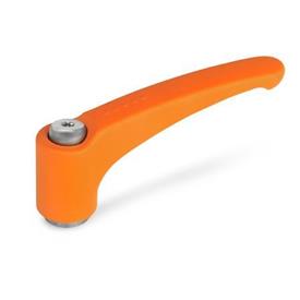 GN 602.1 Adjustable Hand Levers, Zinc Die Casting, Bushing Stainless Steel Color: OS - Orange, RAL 2004, textured finish