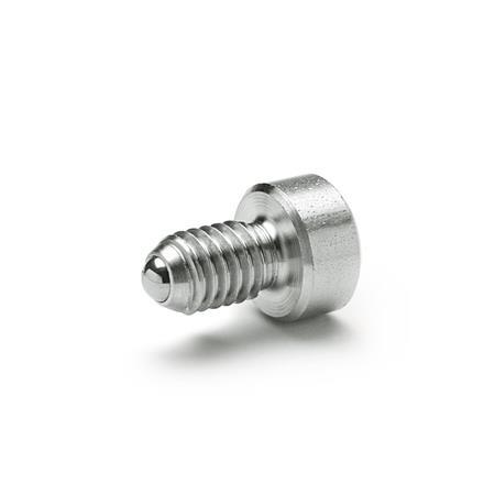 GN 815.1 Stainless Steel Spring Plungers with Ball, with Collar, with Internal Hex Type: NI - Stainless steel, standard spring load