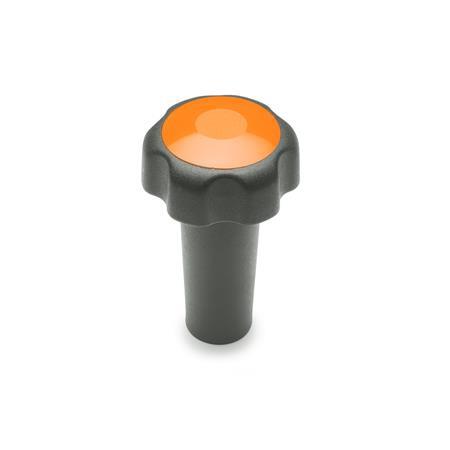 Boutons étoile GN 5332: Plastique, douille filetée, avec arbre allongé