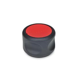 GN 624 Softline Control Knobs, Plastic, Bushing Steel Color of the cover cap: DRT - Red, RAL 3000, matte finish