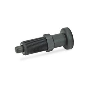 GN 617.2 Indexing Plungers, Threaded Body Plastic, Plunger Pin Steel Type: B - Without rest position, without lock nut