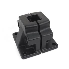 GN 165 Base Plate Connector Clamps, Aluminum d<sub>1</sub> / s: V - Square<br />Finish: SW - Black, RAL 9005, textured finish
