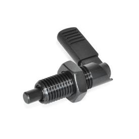 GN 721 Cam Action Indexing Plungers, Steel, without Locking Function Type: RBK - Right-hand lock, with plastic cap, with lock nut