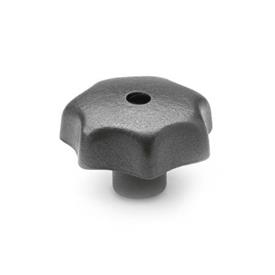 DIN 6336 Star Knobs, Cast Iron Type: B - With plain through bore H7