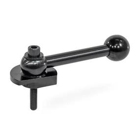 GN 918.2 Clamping Bolts, Steel, Downward Clamping, Screw from the Operator’s Side Type: GVS - With ball lever, straight (serration)<br />Clamping direction: L - By anti-clockwise rotation