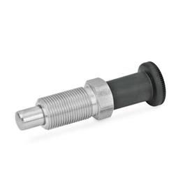 GN 817.2 Stainless Steel Indexing Plungers with Long Plastic Knob Material: NI - Stainless steel<br />Type: B - Without rest position, without lock nut