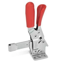 GN 810.3 Toggle Clamps, Stainless Steel , Operating Lever Vertical, with Lock Mechanism, with Horizontal Mounting Base Material: NI - Stainless steel<br />Type: EL - Solid clamping arm, with clasp for welding