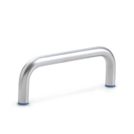 GN 429 Maniglie a ponte per armadi, acciaio INOX, Hygienic Design Finitura: MT - finitura matte (Ra < 0,8 µm)<br />Materiale (anello di tenuta): F - FKM