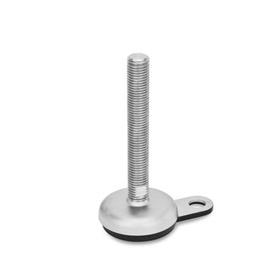 GN 33 Stainless Steel Leveling Feet, with Rubber Pad, with Mounting Flange Form: B1 - Matte shot-blasted, rubber inlaid, black<br />Version (Screw): T - Without nut, wrench flat at the bottom