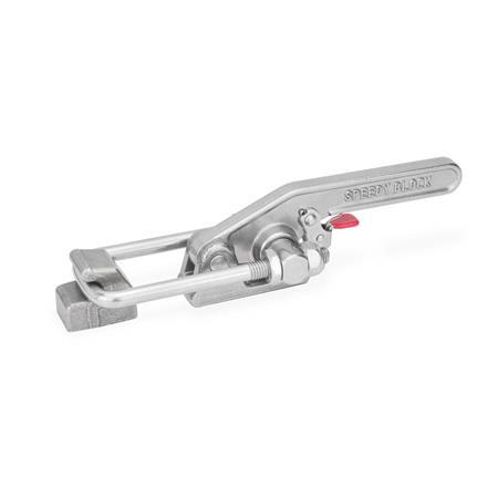 GN 852.3 Stainless Steel Latch Type Toggle Clamps with Safety Hook, Heavy Duty Type Type: T6S - For welding, with U-bolt latch, with catch