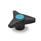 GN 533 Volantini di serraggio a tre lobi, plastica, boccola  filettata ottone / acciaio INOX Colore della calottina: DBL - blu, RAL 5024, finitura mat