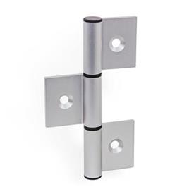 GN 2295 Hinges, for Aluminum Profiles / Panel Elements, Three-Part Type: A - Exterior hinge wings<br />Coding: C - With countersunk holes<br />l<sub>2</sub>: 125