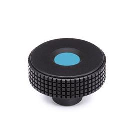 GN 534 Knurled Knobs, Plastic, Cover Cap Colored Color cover cap: DBL - Blue, RAL 5024, matte finish