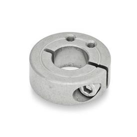 GN 7062.1 Semi-Split Shaft Collars, Stainless Steel, with Extension-Tapped Holes Type: B - Extension-tapped holes, axial