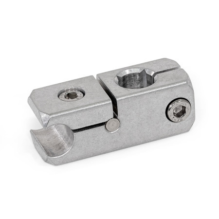 GN 474.2 Rail Mounting Clamps, Aluminum, Splittable, with Cross/Parallel Bore Finish: MT - Matte finish, tumbled
Type: Q - With cross hole