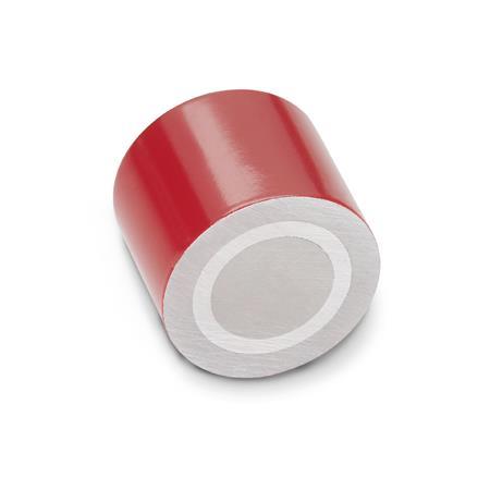 GN 52.3 Retaining Magnets with Internal Thread Finish: RT - Red, Lacquered