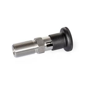 GN 818 Stainless Steel Indexing Plungers, AISI 316, with Rest Position Type: C - With plastic knob, without lock nut