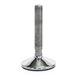 GN 18 Pieds de machine, inox AISI 316L, conformes aux normes de la FDA De type goujon fileté: T - sans écrou, clé plate en bas