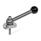 GN 918.6 Clamping Bolts, Stainless Steel, Upward Clamping, Screw from the Operator's Side Type: KVS - With ball lever, angular (serration)
Clamping direction: L - By anti-clockwise rotation