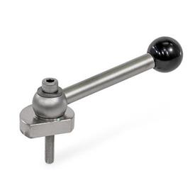 GN 918.5 Eccentric Cams, Stainless Steel, Radial Clamping, Screw from the Operator's Side Type: KVS - With ball lever, angular (serration)<br />Clamping direction: R - By clockwise rotation (drawn version)