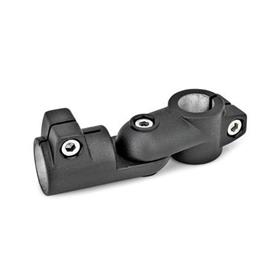 GN 284 Swivel Clamp Connector Joints, Aluminum Type: S - Stepless adjustment<br />Finish: SW - Black, RAL 9005, textured finish