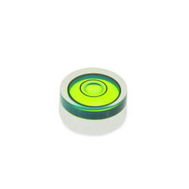 GN 2281 Bull´s Eye Spirits Levels, for Installation in Plates and Housings Finish / Material: KT - Plastic<br />Filling: G - Green-transparent<br />Identification no.: 2 - With contrast ring (only version KT for d = 12...18)