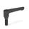 GN 302 Flat Adjustable Hand Levers, Zinc Die Casting, Insert Steel, with External Thread Color: SW - Black, RAL 9005, textured finish