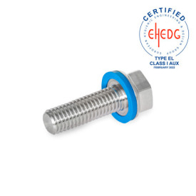 GN 1581 Viti, acciaio INOX, testa a profilo basso, Hygienic Design Finitura: MT - finitura matte (Ra < 0,8 µm)<br />Materiale (anello di tenuta): E - EPDM