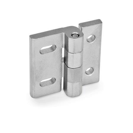 GN 235 Hinges, Stainless Steel , Adjustable Material: NI - Stainless steel
Type: DB - With through-holes, horizontally adjustable
Finish: GS - Matte shot-blasted finish