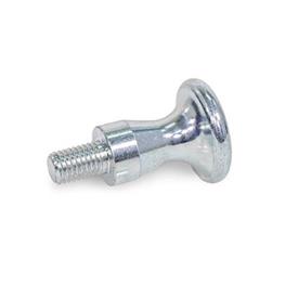 GN 75 Mushroom Shaped Knobs, Steel, Zinc Plated Type: E - With threaded stud<br />Finish: ZB - Zinc plated, blue passivated